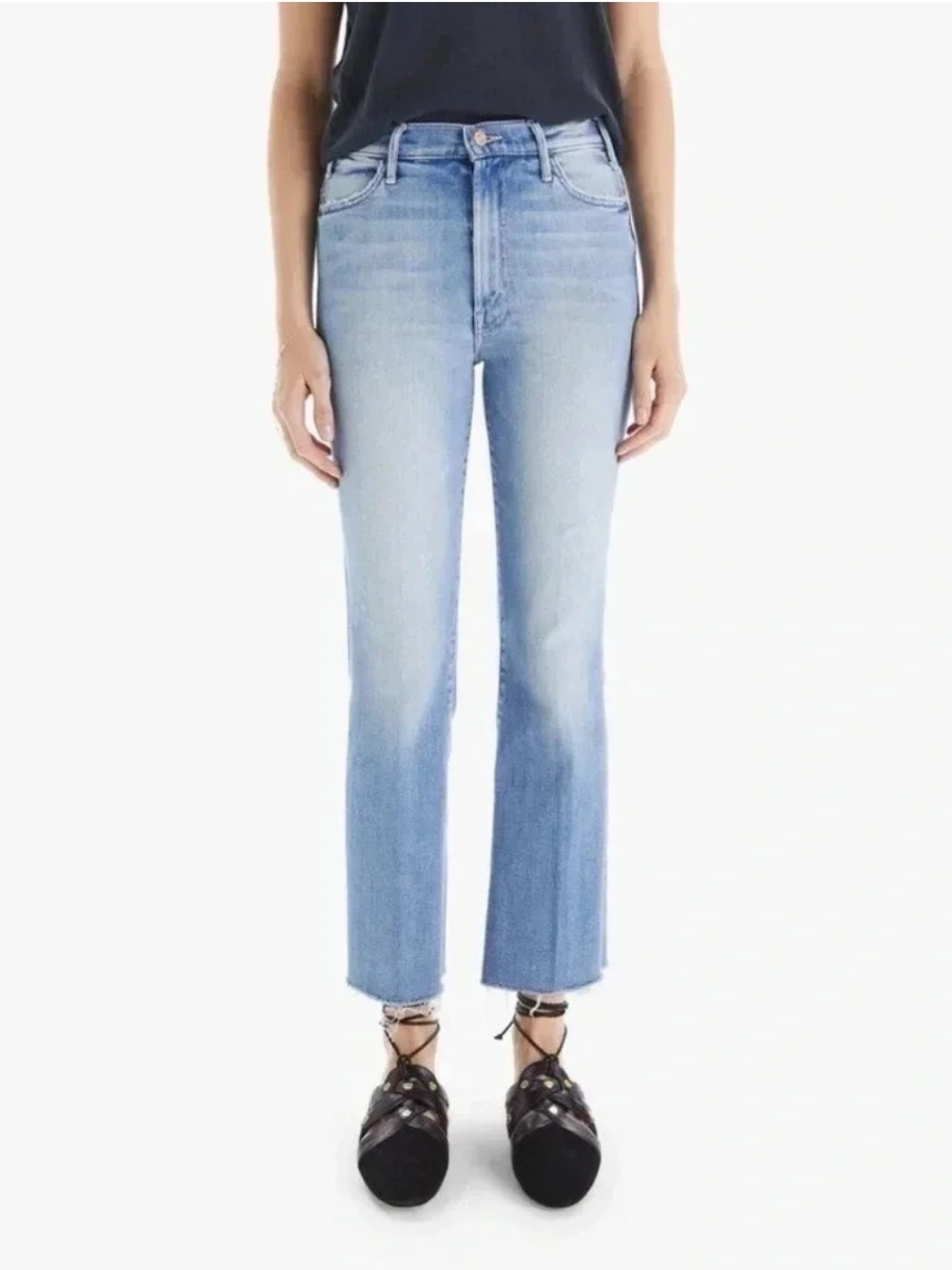 MOTHER The Hustler Ankle Fray Jeans Au Revoir Blue 27